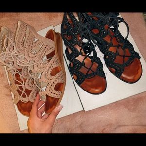 Black & Nude Gladiator Sandals